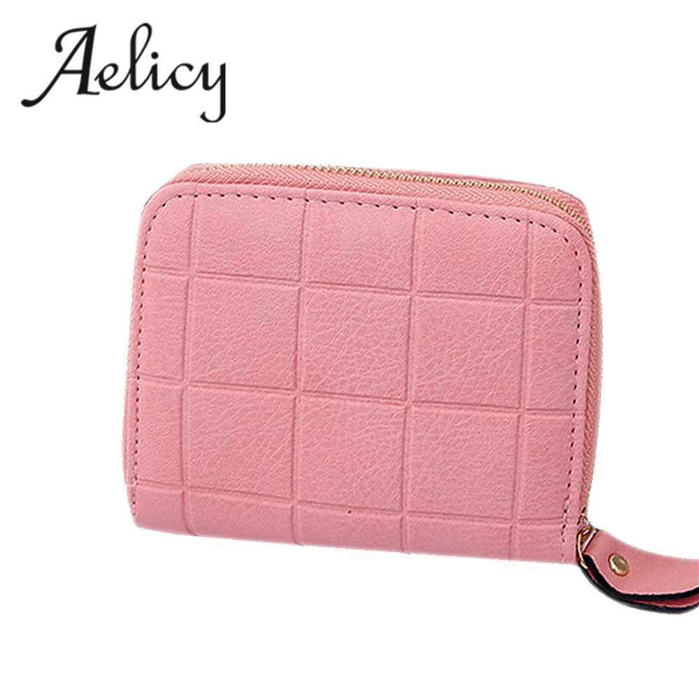 Aelicy женские кошельки из искусственной кожи, нубук, держатель для карт, кошелек для женщин, короткий кошелек, Модный женский маленький кошелек на молнии с кошельком для монет - Цвет: Розовый