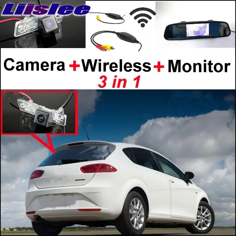 Liislee 3in1 Беспроводной приемник+ специальный Wi-Fi Камера+ зеркало Экран монитор заднего вида для парковки Системы для SEAT Leon MK2