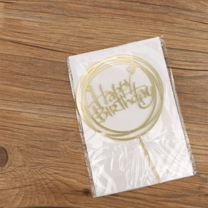 gold 8 Акриловые украшения для дома с надписью «Love Cupcake» и «Happy Birthday», золотые и Серебристые украшения для выпечки, украшения для свадебного торта, 1 шт., новые модные вечерние принадлежности - Цвет: gold 8