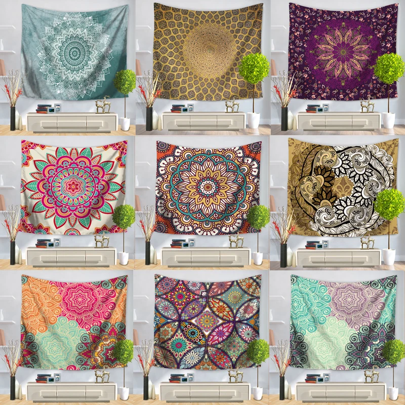 

India Mandala Tapestry Wall Hanging Macrame Wall Cloth Tapestries Psychedelic Tapestry Mandala Wall Carpet