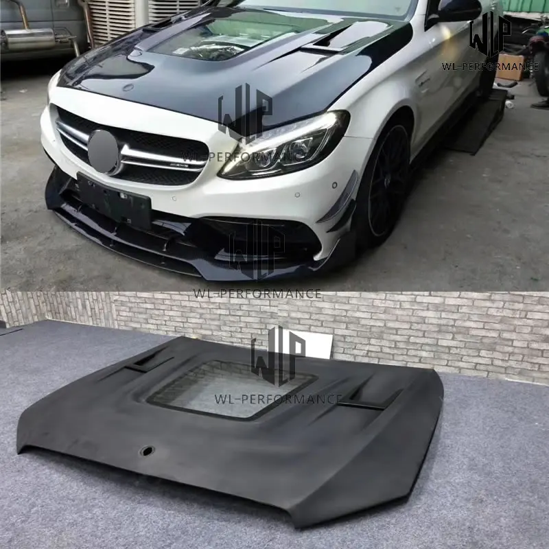 W205 C63 высококачественное углеродное волокно/FRP капот двигателя прозрачные