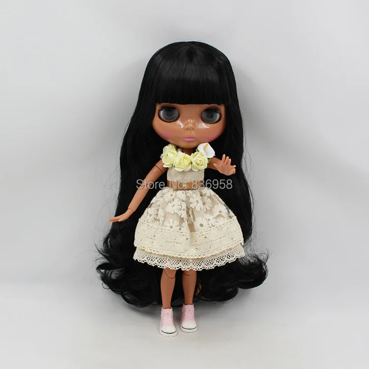 Ледяной DBS Blyth кукольные 1/6 bjd игрушка темной кожи шарнирное тело длинные черные