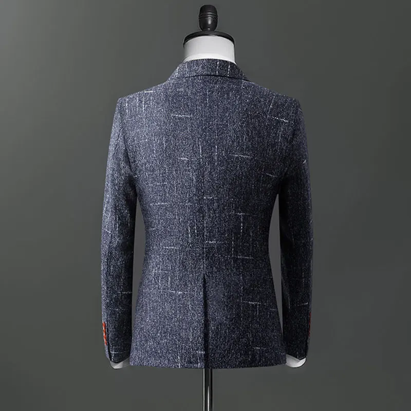 Yufeiyan 2019 Casual Men's Blazer 4XL Slim Fit Wedding Suit Jacket Spring Autumn Single Breasted Black Blue Grey Business | Мужская