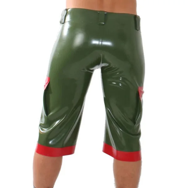 

Army Green Latex Uniform Short Pants Latex Rubber Breeches For Men