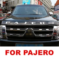 for mitsubishi pajero car accessories letters hood emblem silver chrome plating logo 3d sticker stainless steel metal