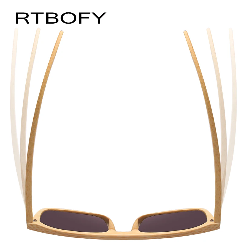 RTBOFY деревянные солнцезащитные очки для женщин Бамбуковая оправа с