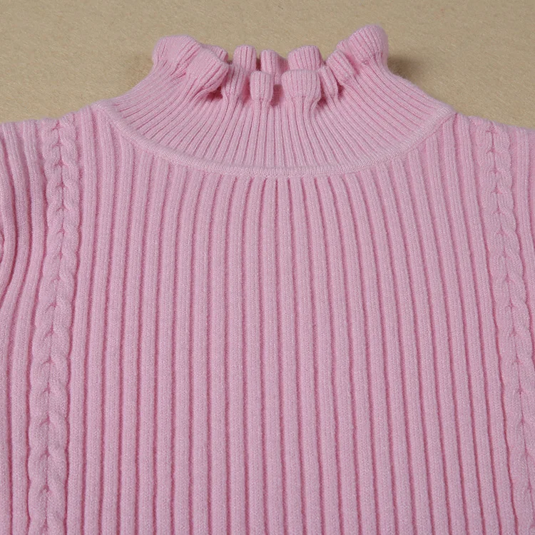 Women high neck ruffles thick sweaters elastic long sleeve must have items basic sweet autumn winter warm pullover casual tops | Женская