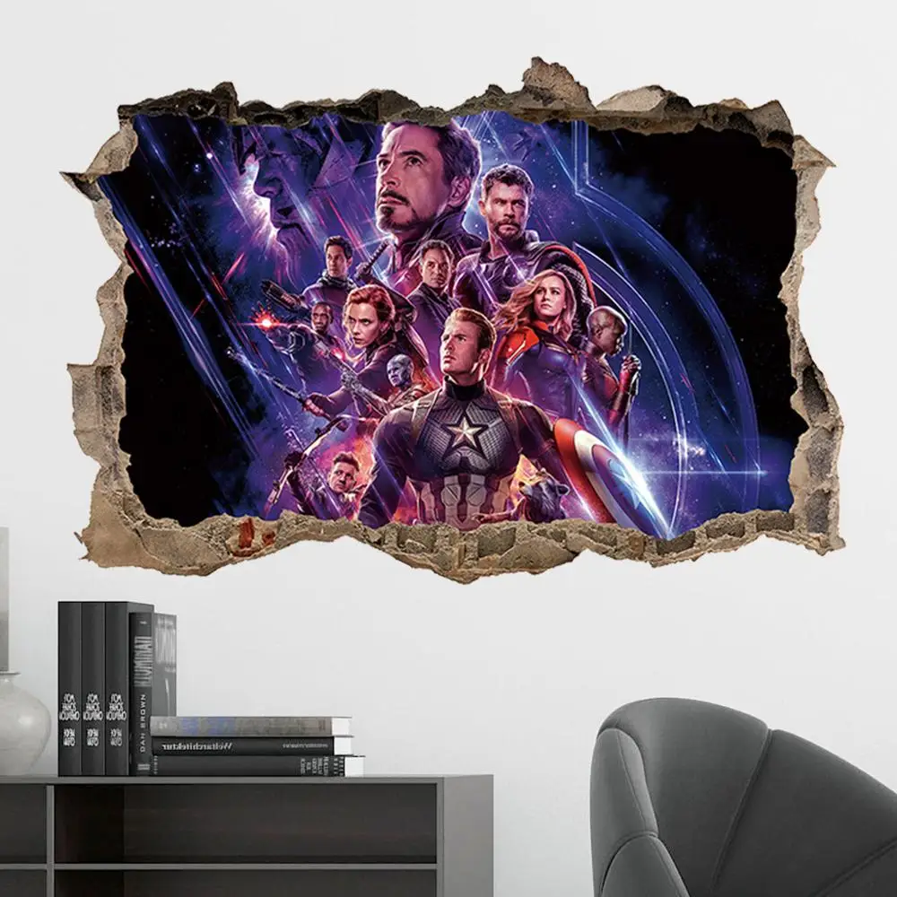 38*57 см Marvel Мстители серии DIY 3D наклейки на стену для детской комнаты домашний