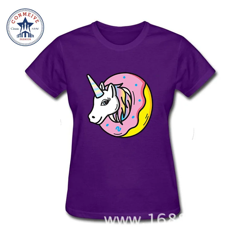 2017 пончик Единорог Мода Летний Стиль Хлопок Футболка для женщин|t shirts for women|fashion t