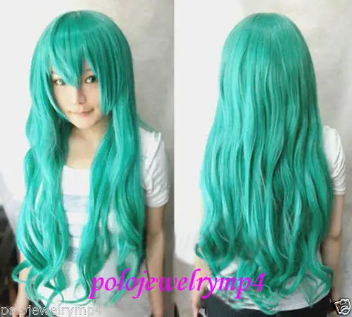 FREE SHIPPING Hot heat resistant Party hair&gt&gt&gt&gt New wig Cosplay Long Light Green Curly Women Girl Wig |