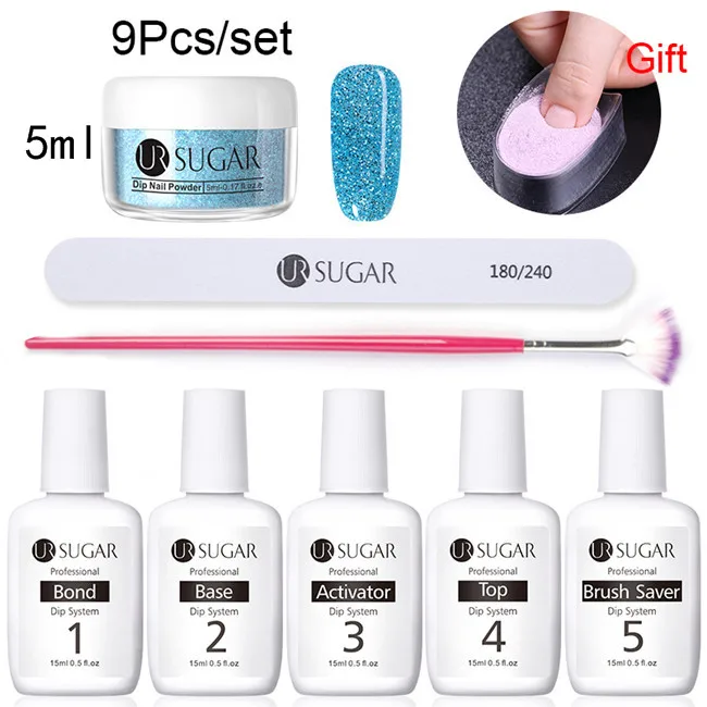 5ml Set 11 Ur Sugar 9 шт./компл. голографическая погружения порошки для ногтей Цвет для УФ гель лак для ногтей, Системы комплект сушке без лампы для лечения французский ногтей "сделай сам" - Цвет: 5ml Set 11