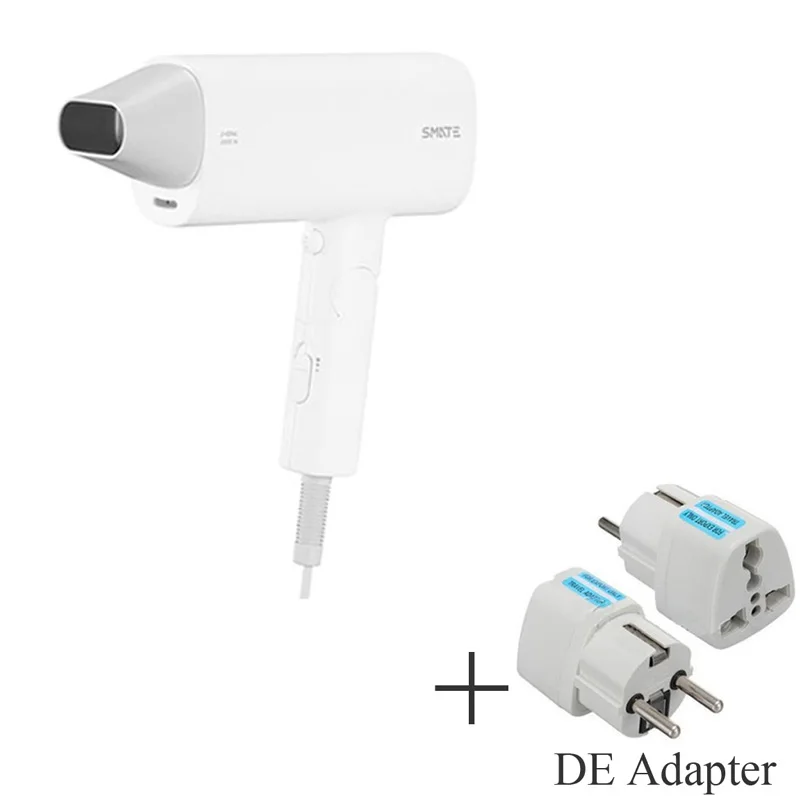 Add DE Adapter Фен для волос Xiao mi jia Smate, горячий и холодный, 220 В, 1600 Вт, 2 скорости, температура mi, фен для путешествий, дома - Цвет: Add DE Adapter