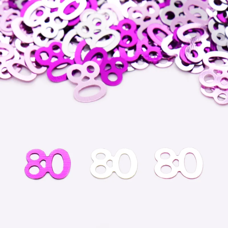 pink 80th 15 г День рождения номер 13, 16, 18, 20, 21, 30, 40, 50, 60, 70, 80 металлический посыпать конфетти стол разброс для дня рождения Свадебная вечеринка Декор - Цвет: pink 80th
