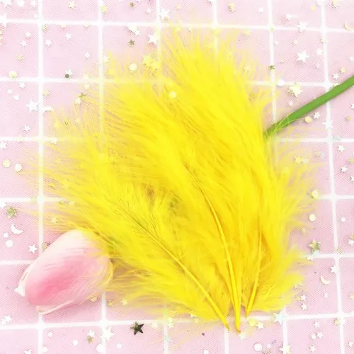 Gold Yellow 50 шт. 4-6 дюймов 10-15 см куриные Шлейфы перья индейки Марабу для карнавала Хэллоуин Рождество DIY ремесло Decoratie Veren - Цвет: Gold Yellow