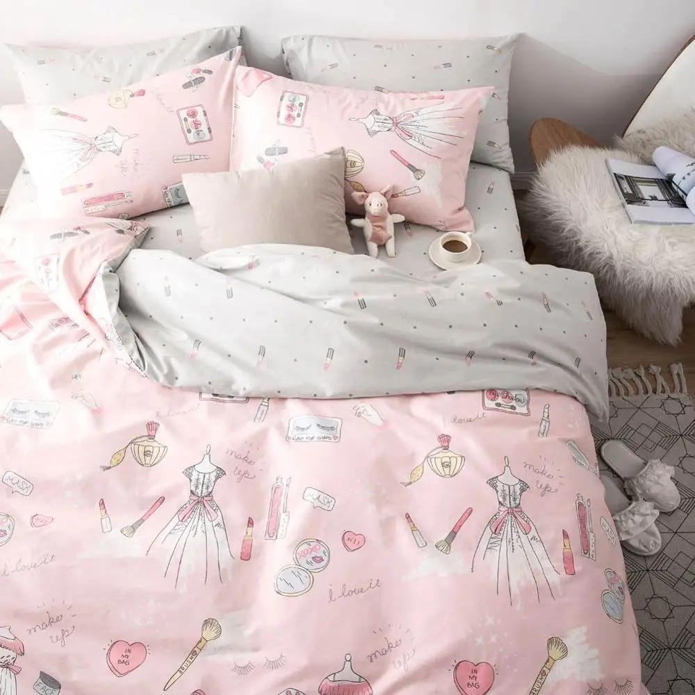 Papa& Mima красивое платье с рисунком из мультфильма Стиль Хлопок Королева двойной размер постельных принадлежностей пододеяльник плоский лист наволочки