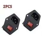 Выключатель с предохранителем, 2 шт.лот, входной модульный Штепсель А, 10 А, 250 В, 3-контактный, IEC320 C14