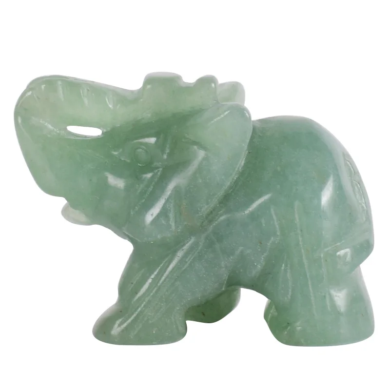 aventurine Статуэтка слона из натурального камня, нефрит, кристалл, ремесло, резная статуя авантюрина, мини-животное, домашний декор, исцеляющий подарок - Цвет: aventurine
