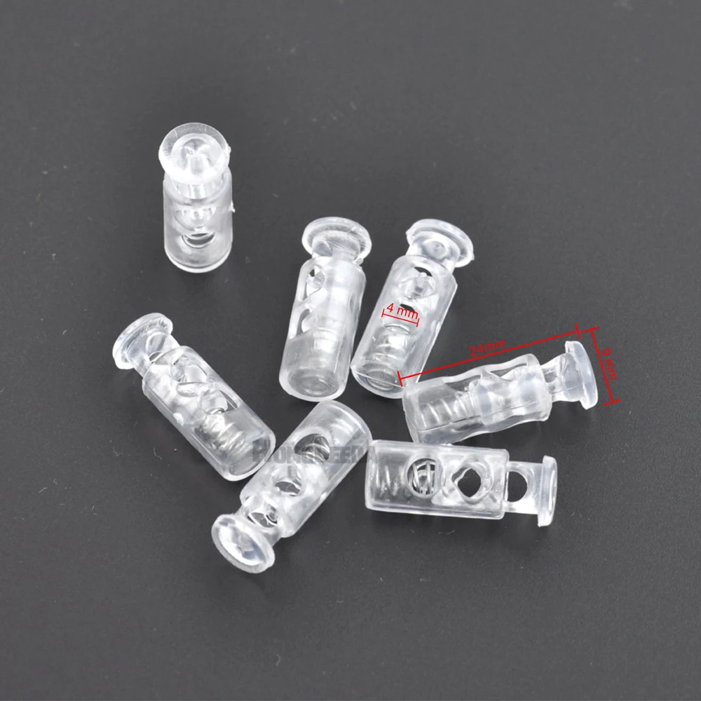50 шт./лот прозрачный пластик круглый шар замок шнур конец переключение пружинный