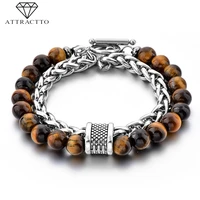 attractto new unique tiger eye bracelets bangles for women men stainless steel bracelet handmade jewelry bracelet male sbr190039