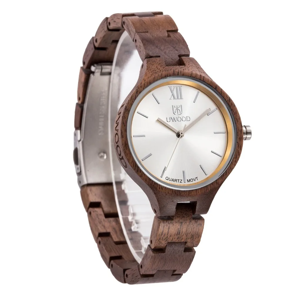 

Fashion Natural Walnut Wood Watches Womens Watch Stylish Japanese Quartz Casual Life Dress Wooden Women Analog WristWatch G1083