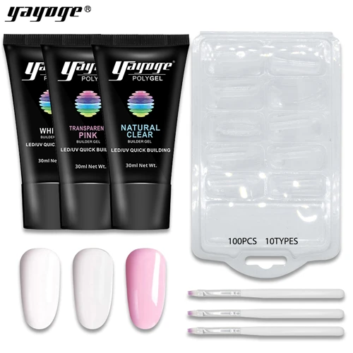 3P SET Yayoge, набор гелей для быстрого строительства, Гель-лак для наращивания ногтей, полигель, набор для нейл-арта, для наращивания ногтей, раствор для скольжения - Цвет: 3P SET
