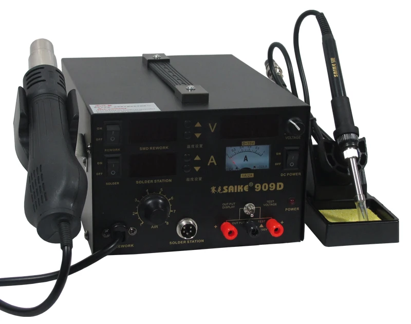 Паяльная станция Saike 909D 220 В 110 700 Вт с паяльником и источником питания постоянного