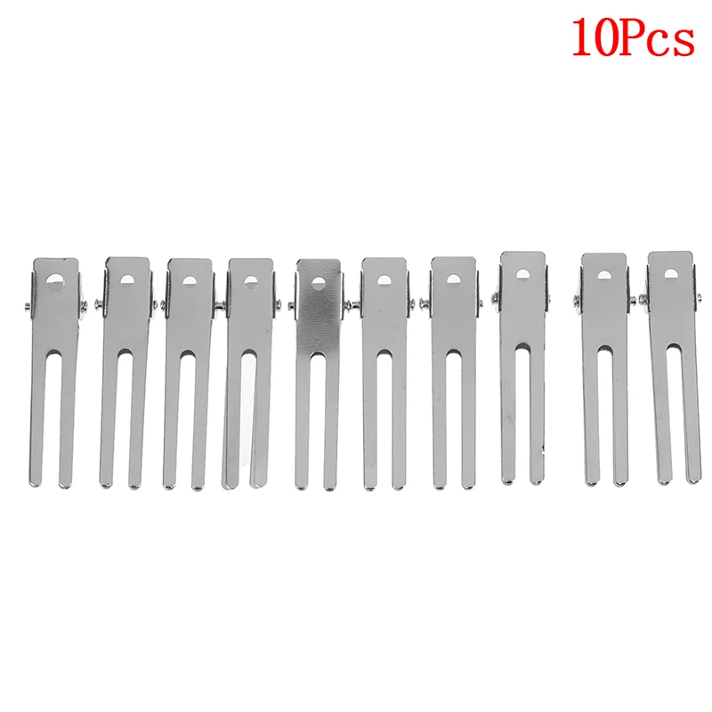 10pcs 100 шт двойные зубчатые зажимы, металлические шпильки без зубов, аксессуары для волос, серебро 48 мм - Цвет: 10pcs