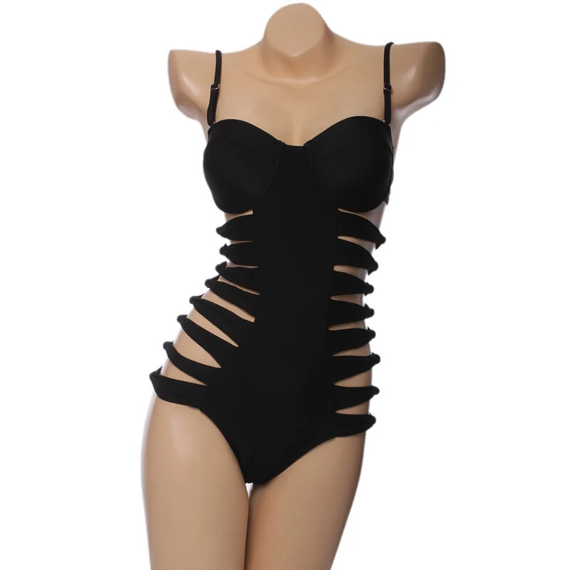 Купальник женский винтажный черный с высокой талией|monokini sale|monokini one piecemonokini bathing