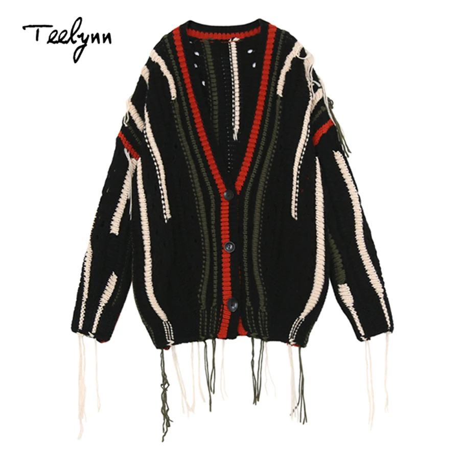 TEELYNN Boho свитер для женщин 2018 зима v-образным вырезом Длинные рукава теплая куртка