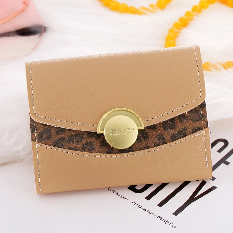 Short Khaki Женские кошельки, дамские сумочки, кошелек для монет, Женский конверт, Леопардовый кошелек, кошелек для денег, карт, ID держатель, сумки, клатч, кошельки, карман, Notecase - Цвет: Short Khaki