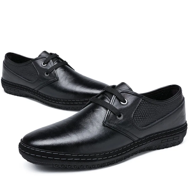 Fashion Autumn New Man Casual Genuine Leather Shoes Mens Lace-Up Loafers Simple Stylish Male Footwear Oxford For Men | Обувь