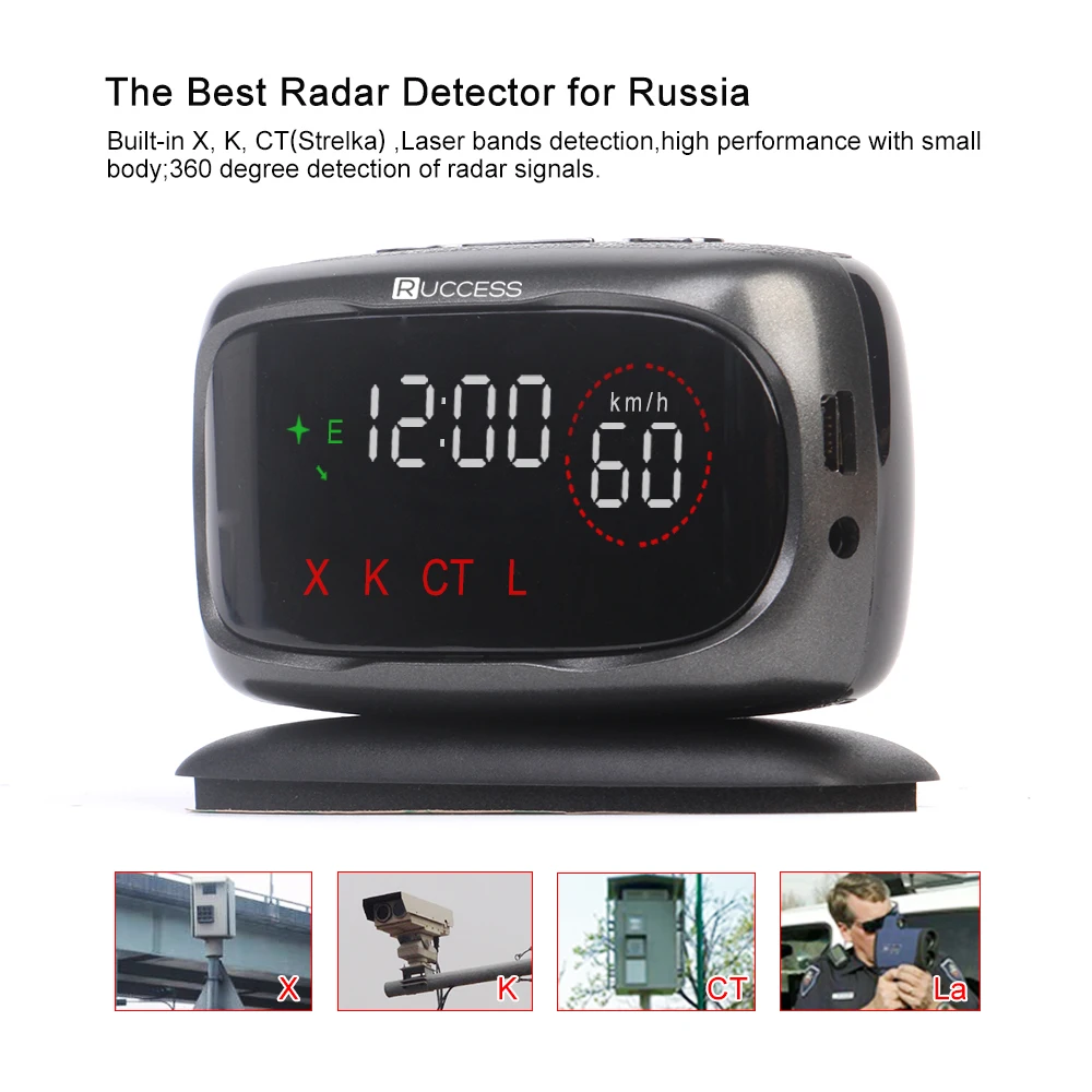 Ruccess S800 Антирадары полиции Скорость автомобиля Антирадары GPS Российской 360 градусов x K ct L противорадиолокационная детектор автомобиль