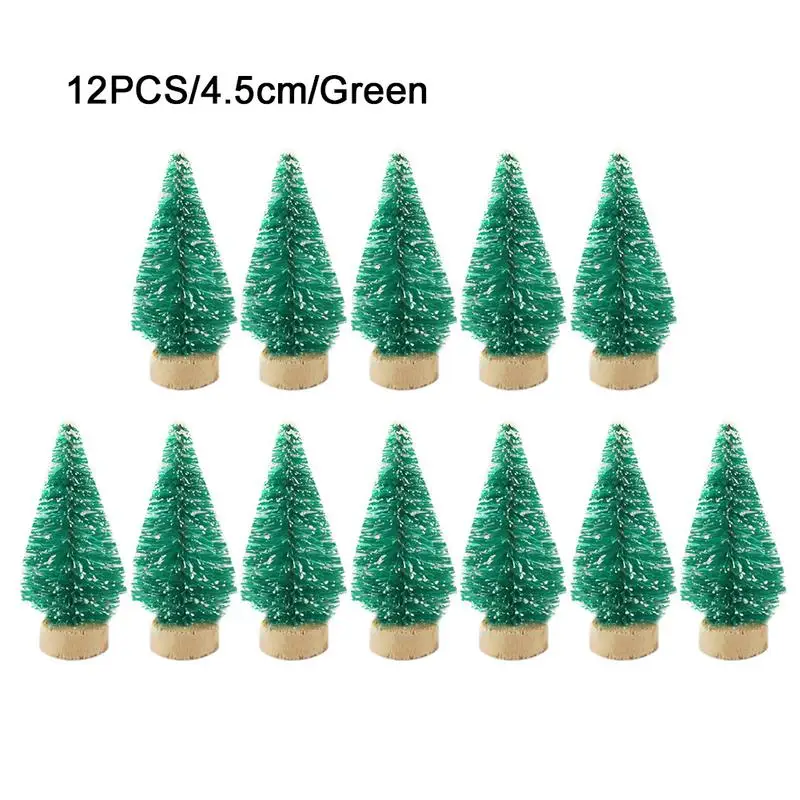 12 pcs 4.5cm green 12 шт. Мини Рождественская елка сизаль шелк кедр украшение Маленькая Рождественская елка золото серебро синий зеленый белый мини дерево - Цвет: 12 pcs 4.5cm green