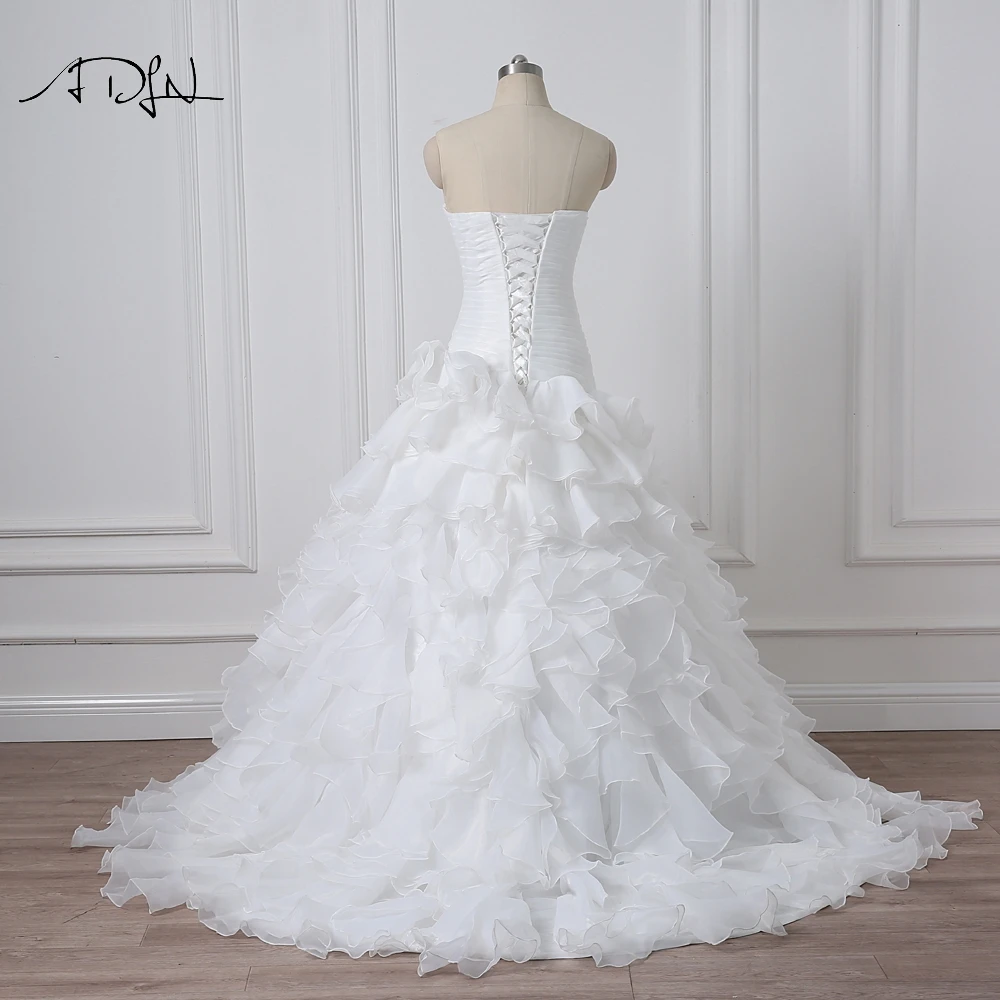 Свадебные платья с корсетом ADLN оборками ТРАПЕЦИЕВИДНОЕ ПЛАТЬЕ из органзы