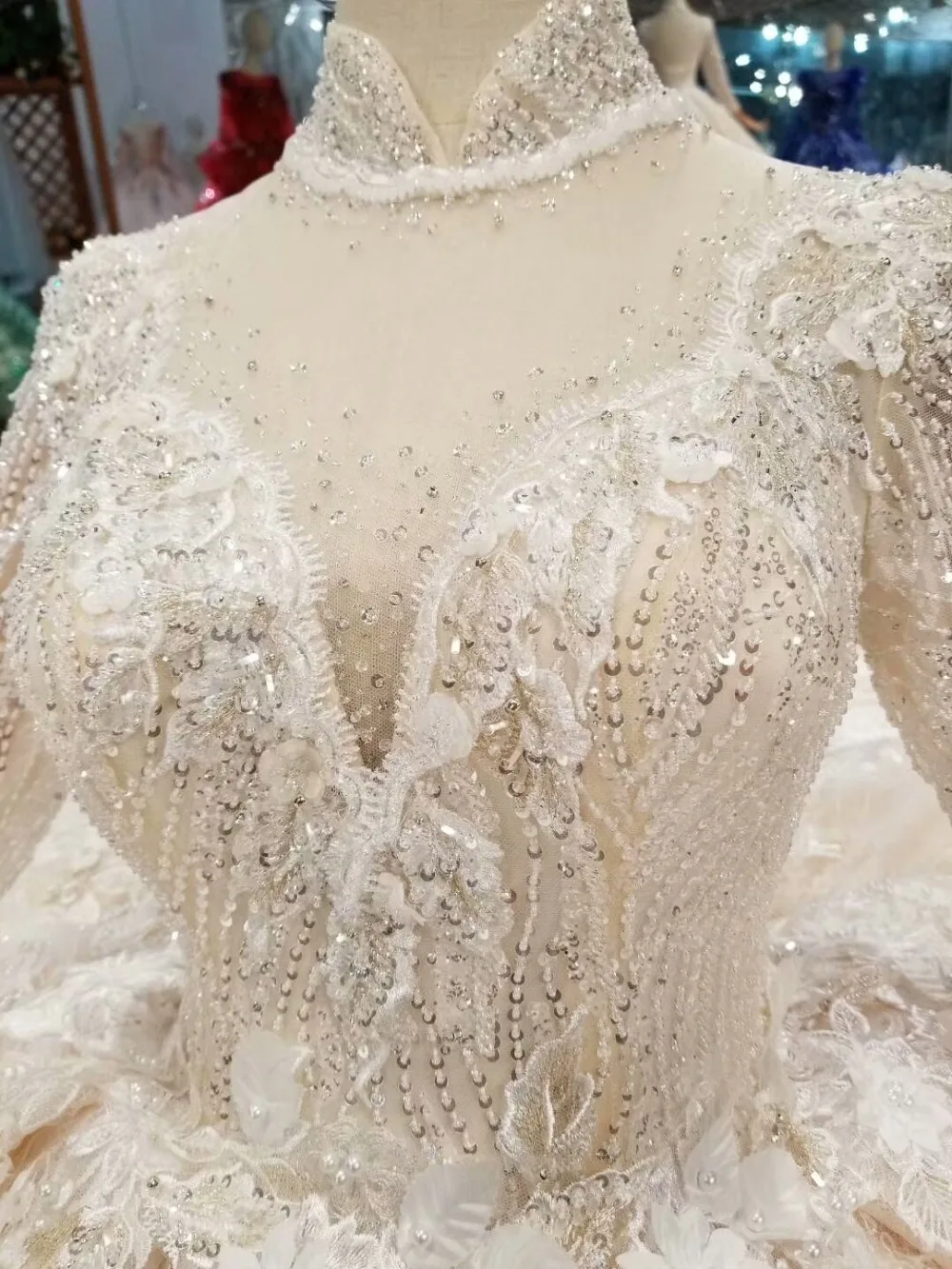 

CloverBridal robe de mariage new arrival standing collar wedding dress long sleeve 2019 vestido de novia mariage 200cm train