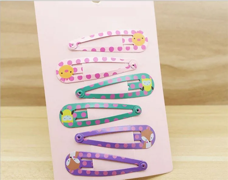 6pcs/set Newest Cute Children Girls Bobby Pin Cats Star Flower Owl Fox Strawberry Alloy Hairpins Hair Accessories as a gift | Детская