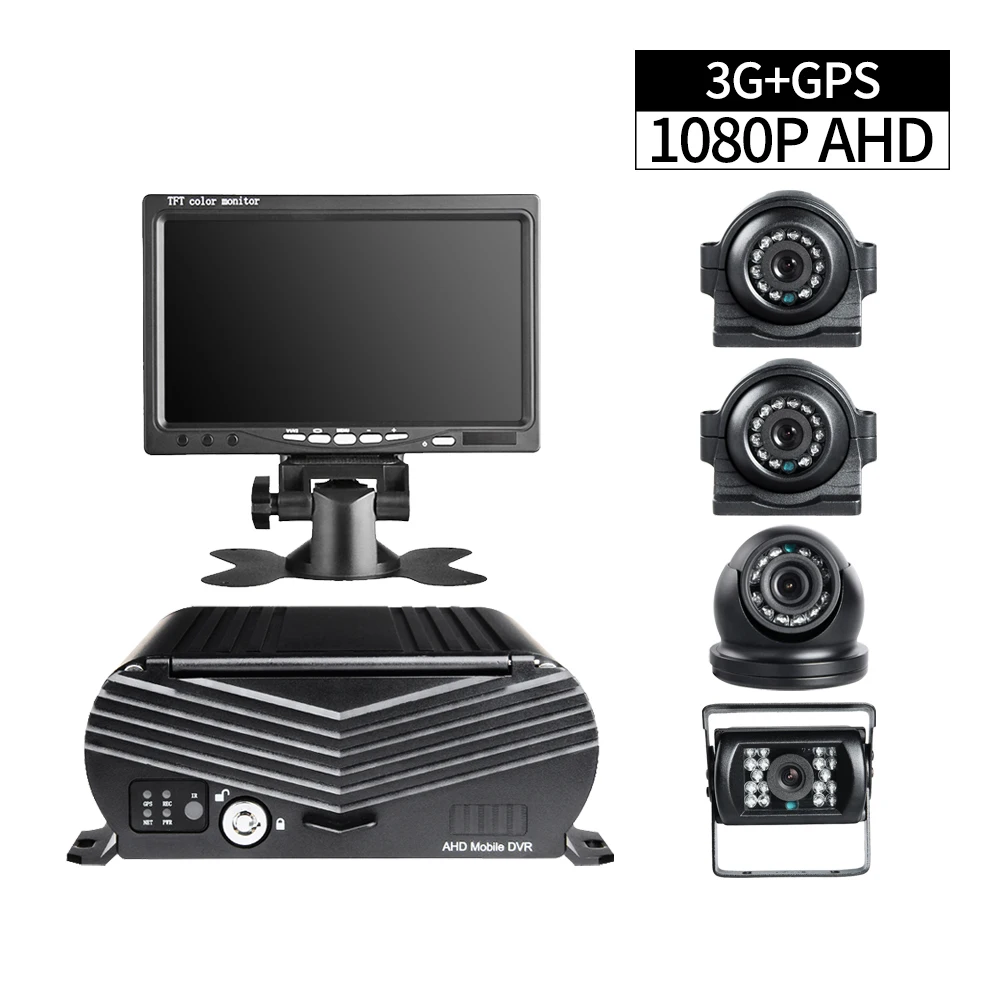 Монитор VGA диагональю 7 дюймов 4 камеры канала HDD 3G GPS жесткий диск 1080P AHD