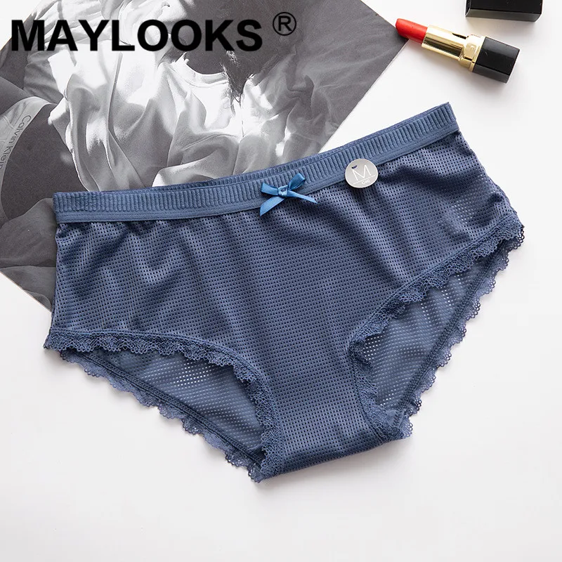 Maylooks Новое Сетчатое отверстие без следов средней талии студенческое нижнее