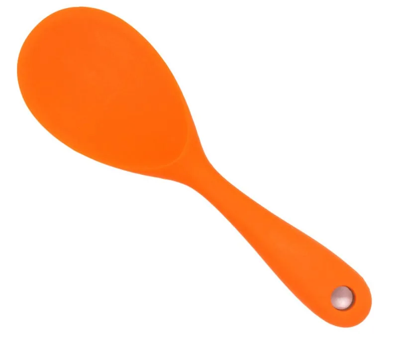 Food Grade Silicone Long-handled Rice Soup Spoon Kitchen Silicone Spoon Flatware Utensils Accessories Solid Color Kids Spoon