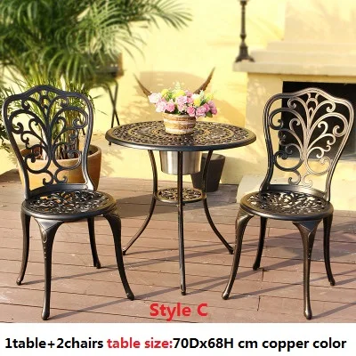 1table2chair copperC Балкон, двор из литого алюминия столы и стулья для отдыха на открытом воздухе столы и стулья сочетание двора сад комплект стул и стол - Цвет: 1table2chair copperC