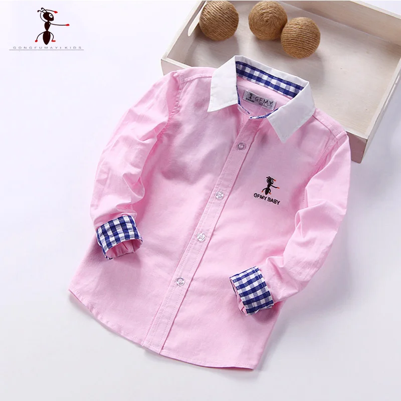 Повседневные рубашки для мальчиков от известного бренда GFMY Детские с отложным