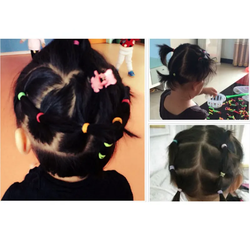 About 500PCS/lot Kids Children Girls Hair Holders Rubber Bands Elastics Tie Gum Braids Accessories Rainbow Color Rope | Детская одежда