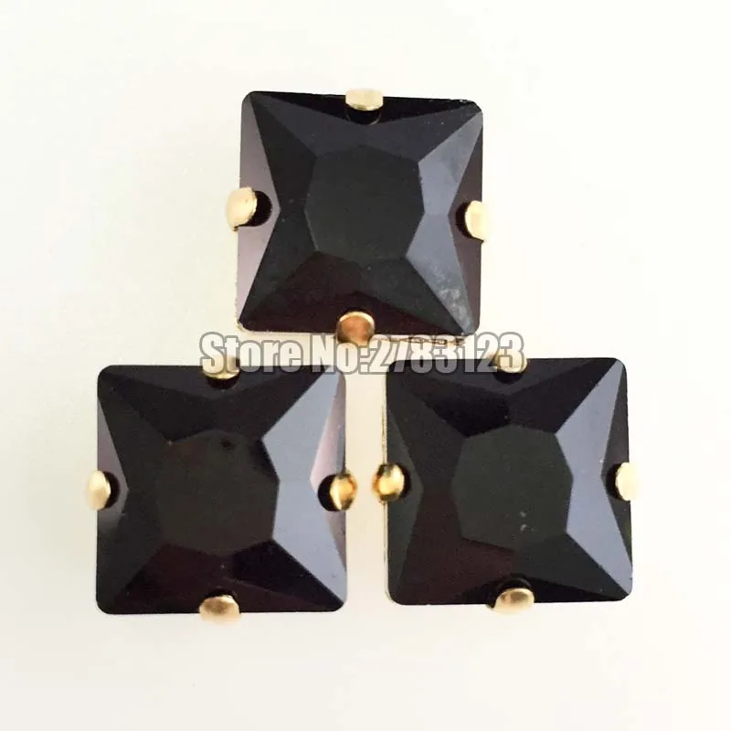 Бесплатная доставка квадратная форма золотой низ стеклянный кристалл черный