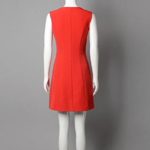 summer new GIRL female lady student red Single-breasted button sleeveless OL dress | Женская одежда