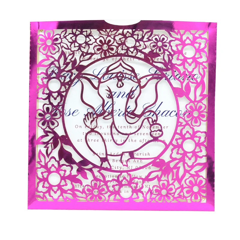 Свадебные открытки Ganesh роскошный элегантный в стиле слона лазерная резка