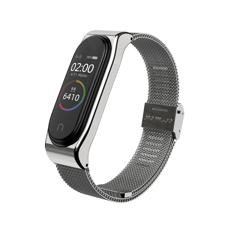 silver Металлический браслет для Xiao mi Band 3/4, ремешок на запястье mi band 4, браслет, смарт-часы Band mi Band 3, ремешок из нержавеющей стали для mi 3 - Цвет: silver
