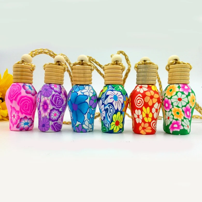 Флакон для духов Fimo с цветами 10 мл подвесная пустая стеклянная бутылка эфирного