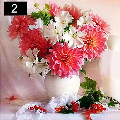 Красный 4 узора 5D DIY Алмазная картина цветок вышивка крестиком Алмазная мозаика настенная наклейка со стразами ваза подходит для домашнего декора - Цвет: Красный