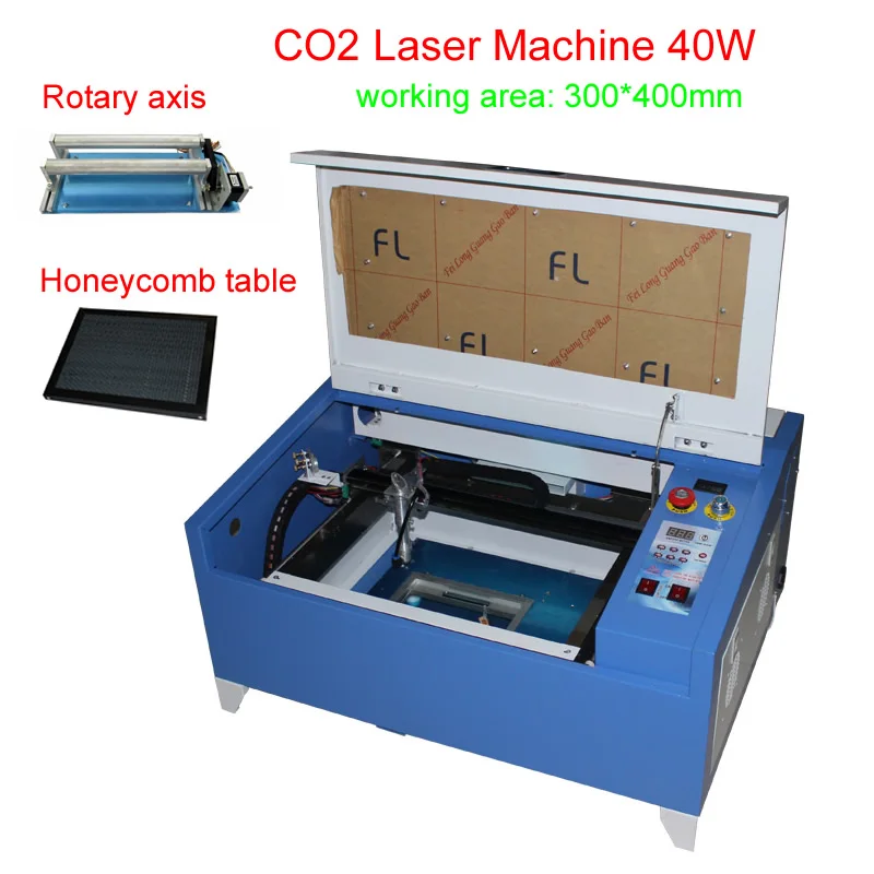 

40W CO2 Laser Engraving Machine 3040 laser cutter machine can add rotary axis free DDP to RU
