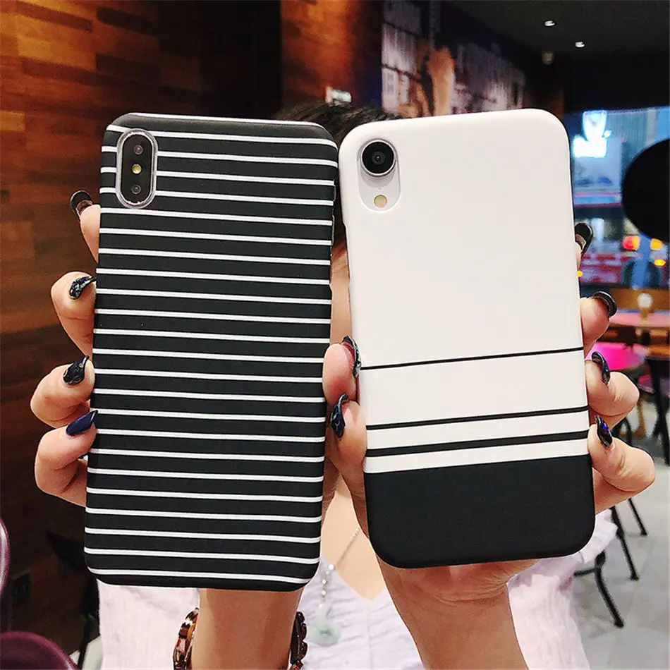 Ottwn сетка в полоску чехол для телефона для iPhone 11 Pro 7 8 Plus XR XS Max простая задняя крышка для iPhone 6 6S Plus твердая модная задняя крышка